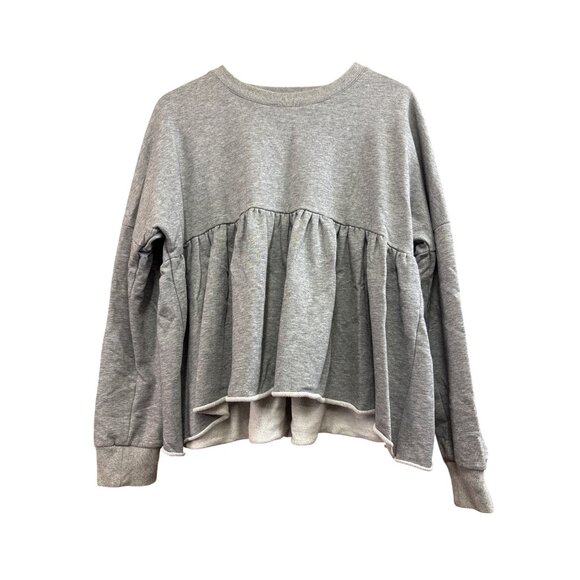 Bisouxx Tops - Bisouxx Womens Medium Gray Long Sleeve Peplum Sweatshirt